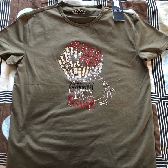 NEW Heads or Tails - Olive Sequin Men’s Large Tee - Picture 1 of 3